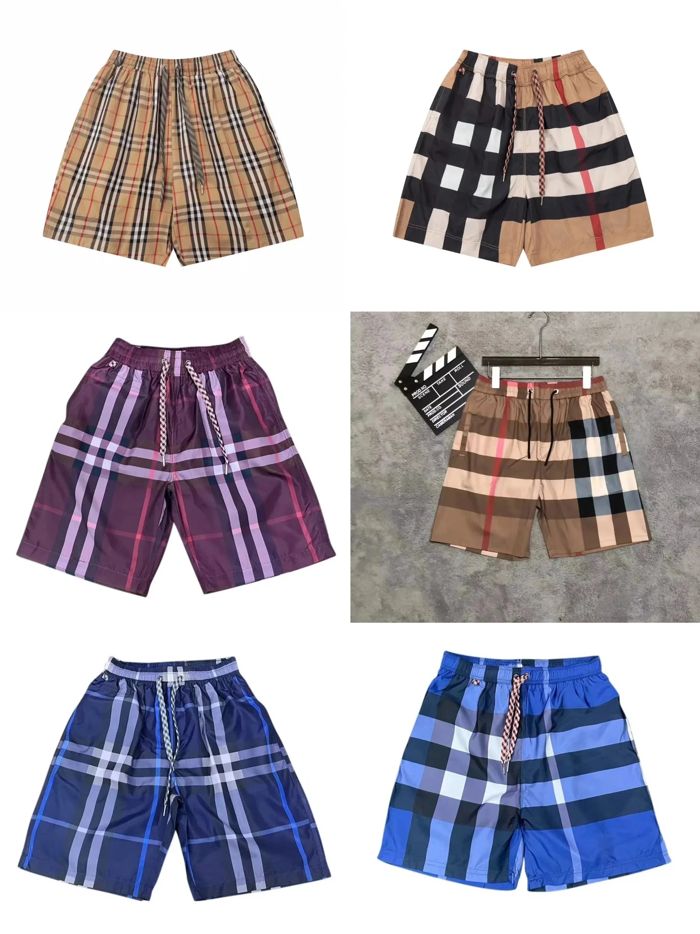 Burberry Check Print Casual Swim Shorts Multicolor