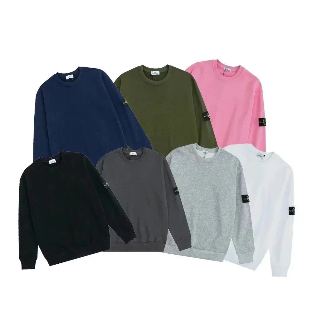 Stone Island Badge Crewneck Cotton Sweatshirt Multicolor