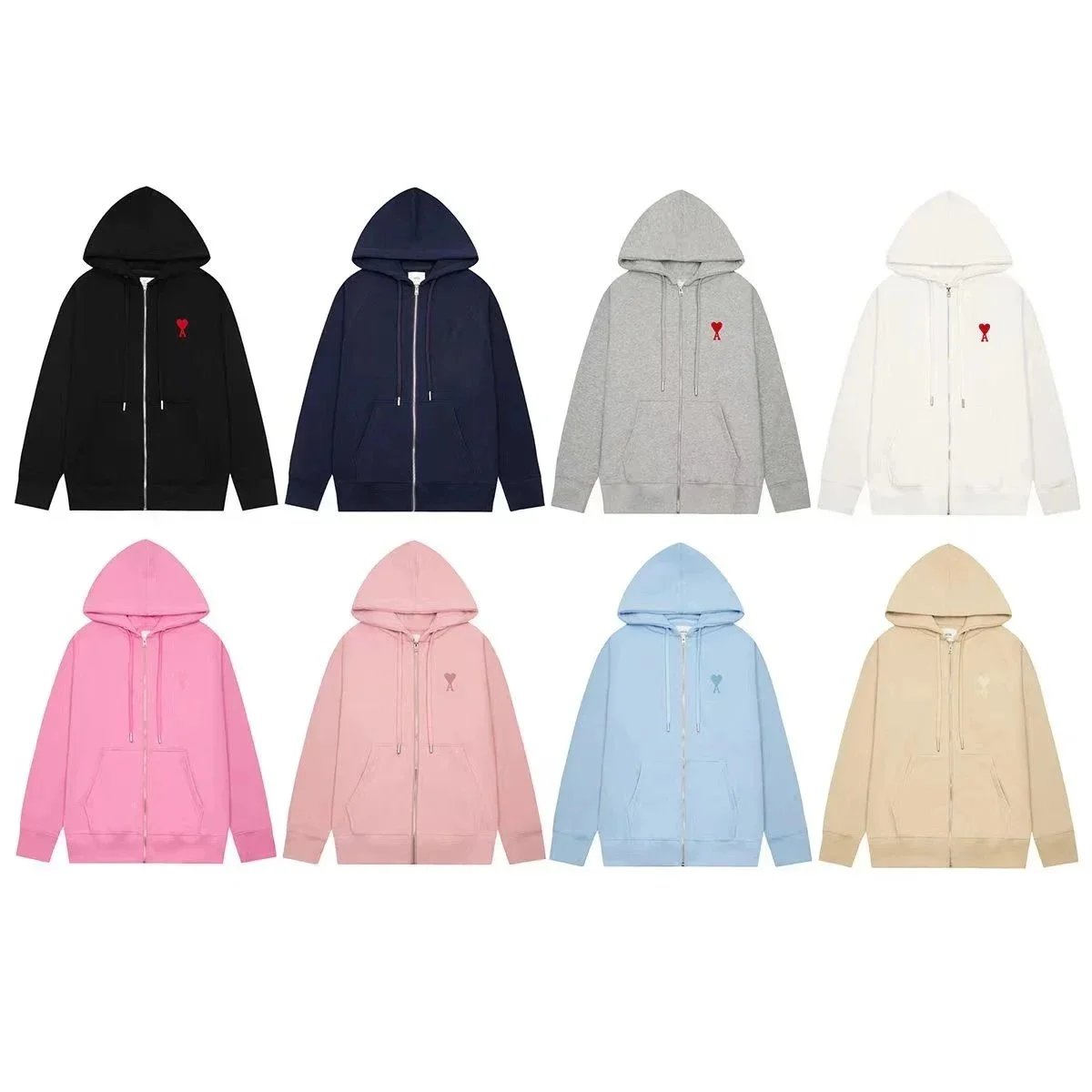Ami Paris Ami Ami de Coeur Casual Zip-Up Hoodie Multicolor