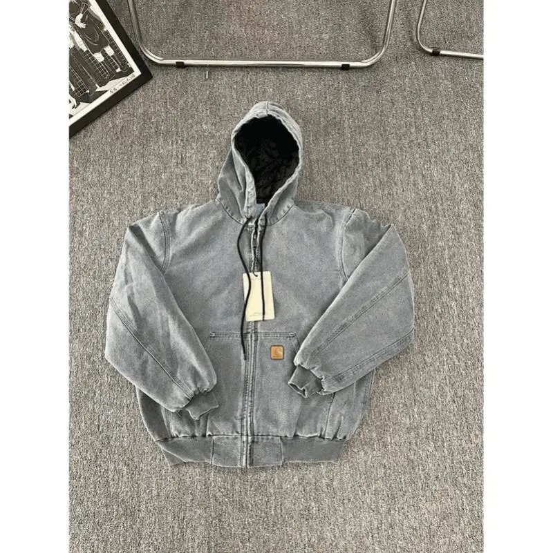 Carhartt Active Jacket Vintage Washed Zip-Up Jacket Gray