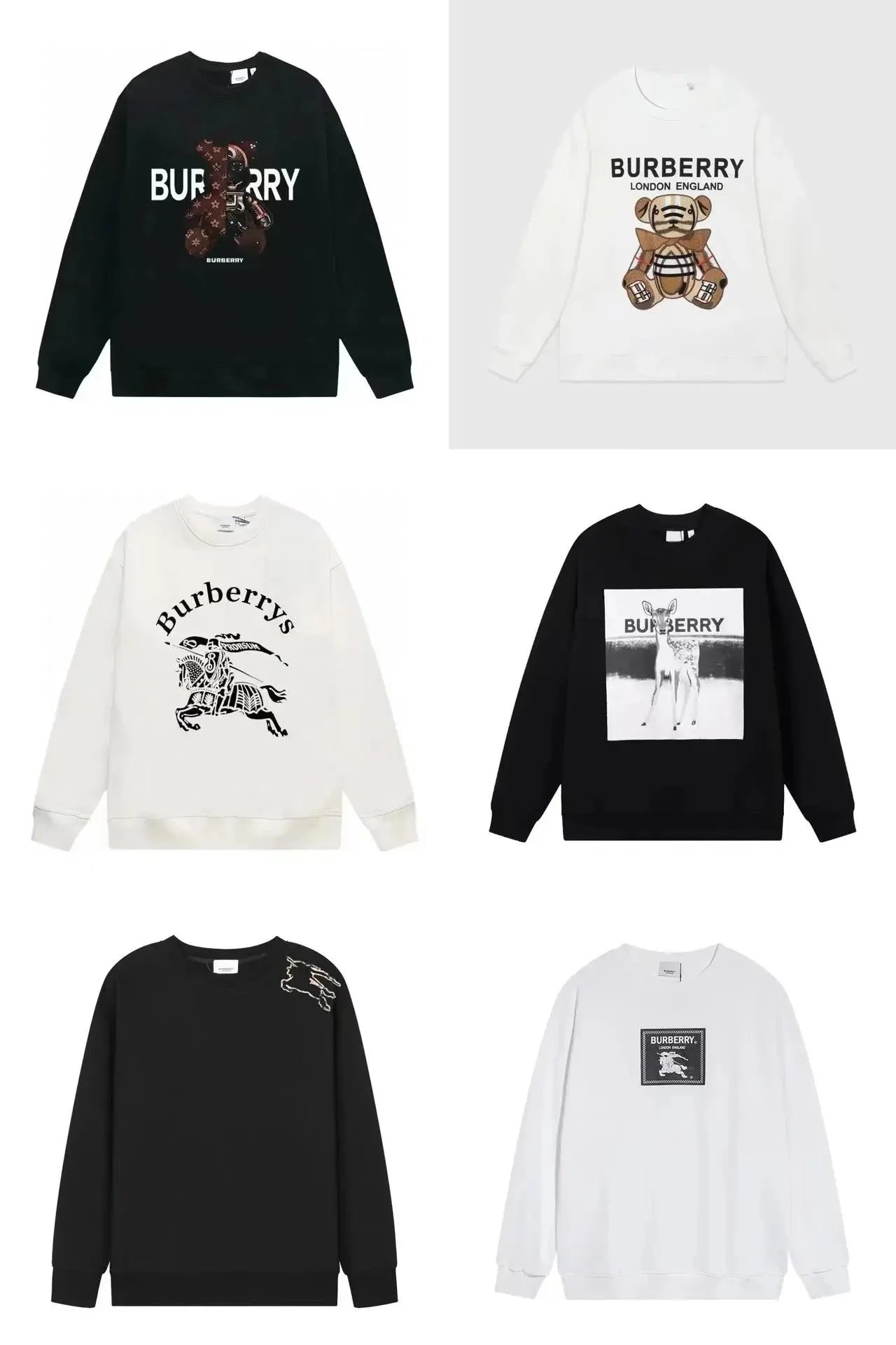 Burberry Graphic Print Cotton Sweatshirt Black and White