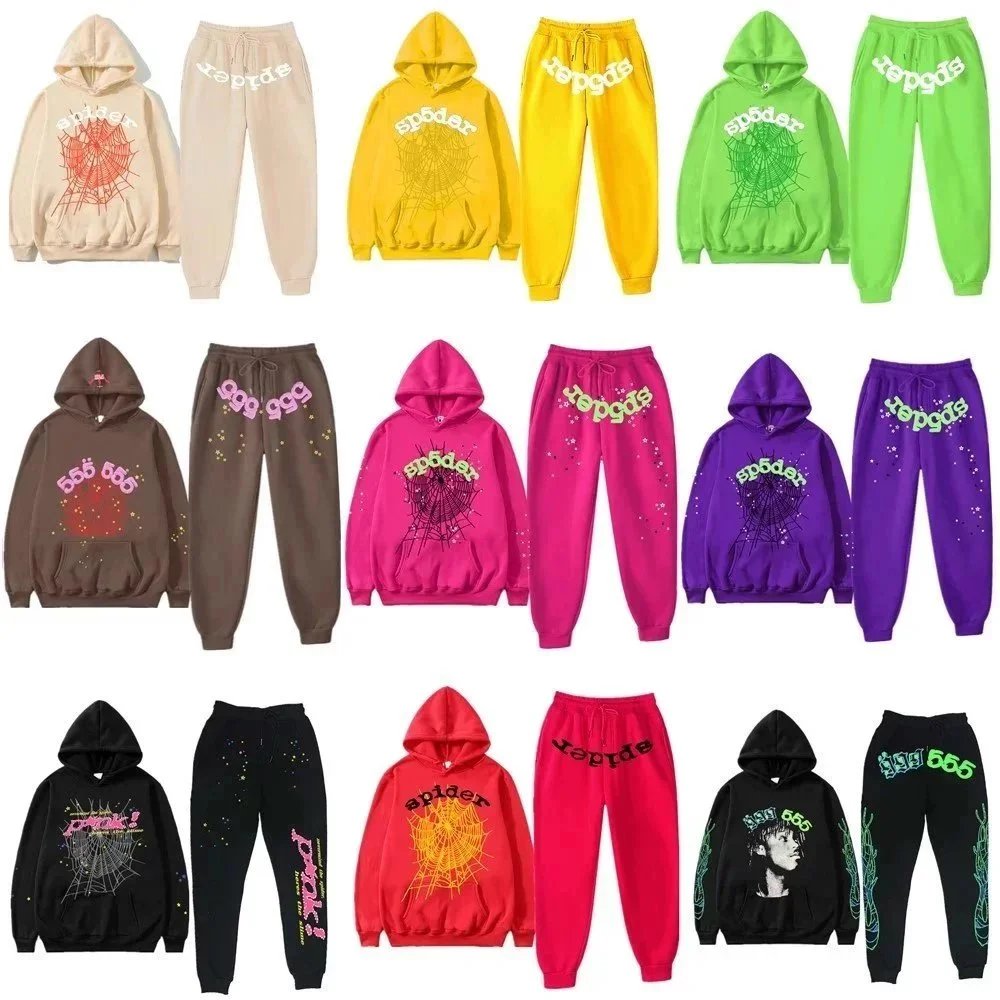 Sp5der Sp5der Web Print Graphic Streetwear Tracksuit Set Multicolor
