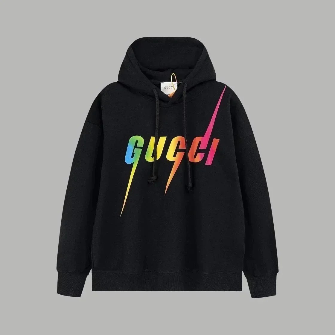 Gucci Rainbow Blade Print Oversized Hoodie Black