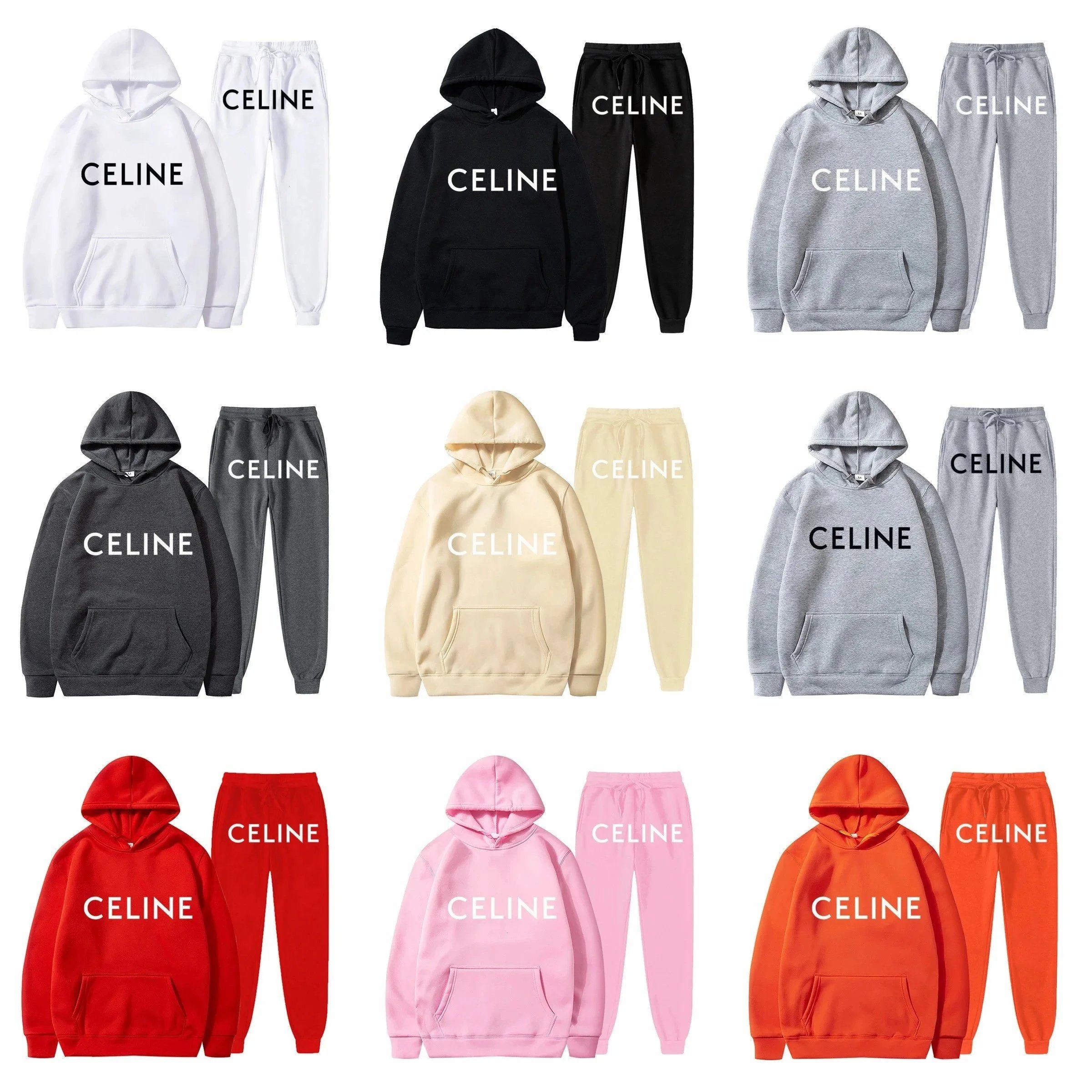 Celine Graphic Print Cotton Tracksuit Set Multicolor