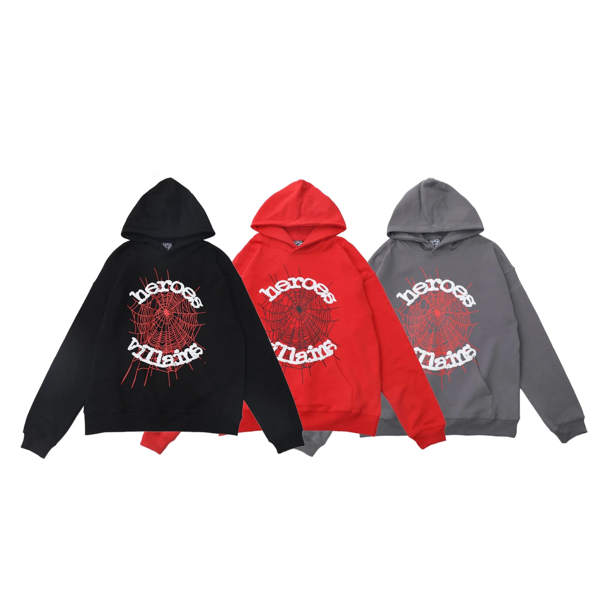 Sp5der Heroes Villains Graphic Streetwear Hoodie Multicolor