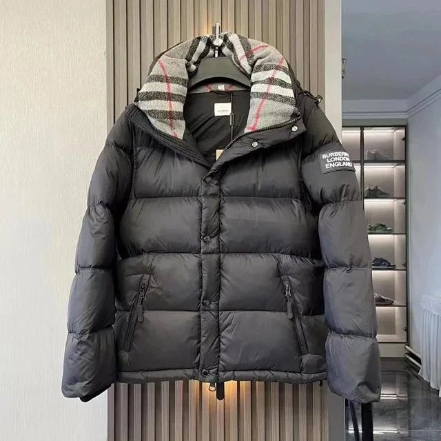 Burberry Check Detail Puffer Jacket Black