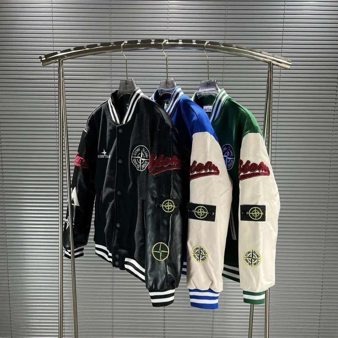 Stone Island Varsity Jacket Embroidered Streetwear Jacket Multicolor