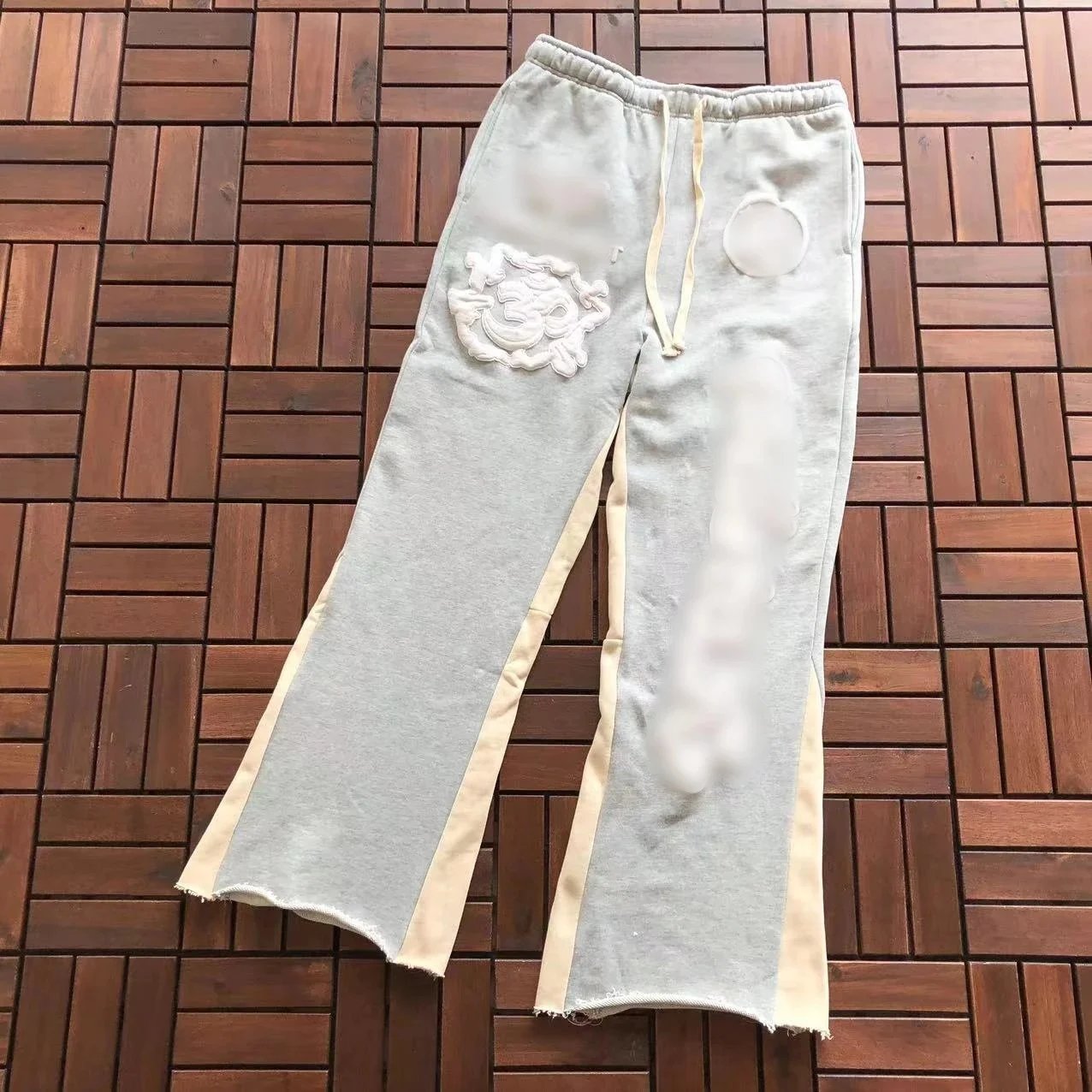 Design Patchwork Casual Sweatpants Gray