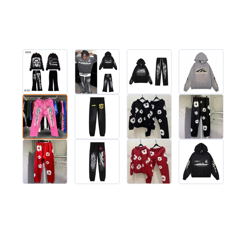 Hellstar Graphic Print Streetwear Tracksuit Set Pink