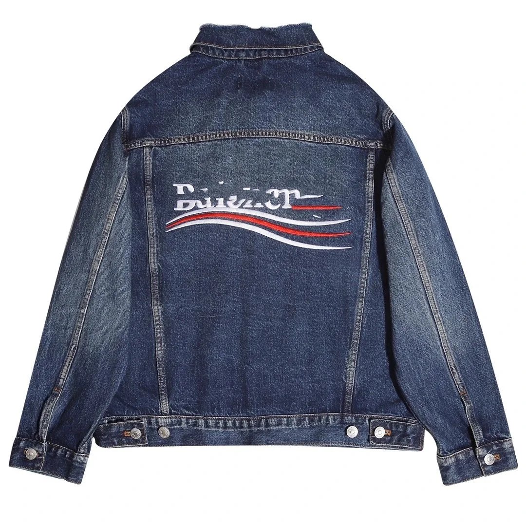 Balenciaga Political Campaign Oversized Denim Jacket Blue