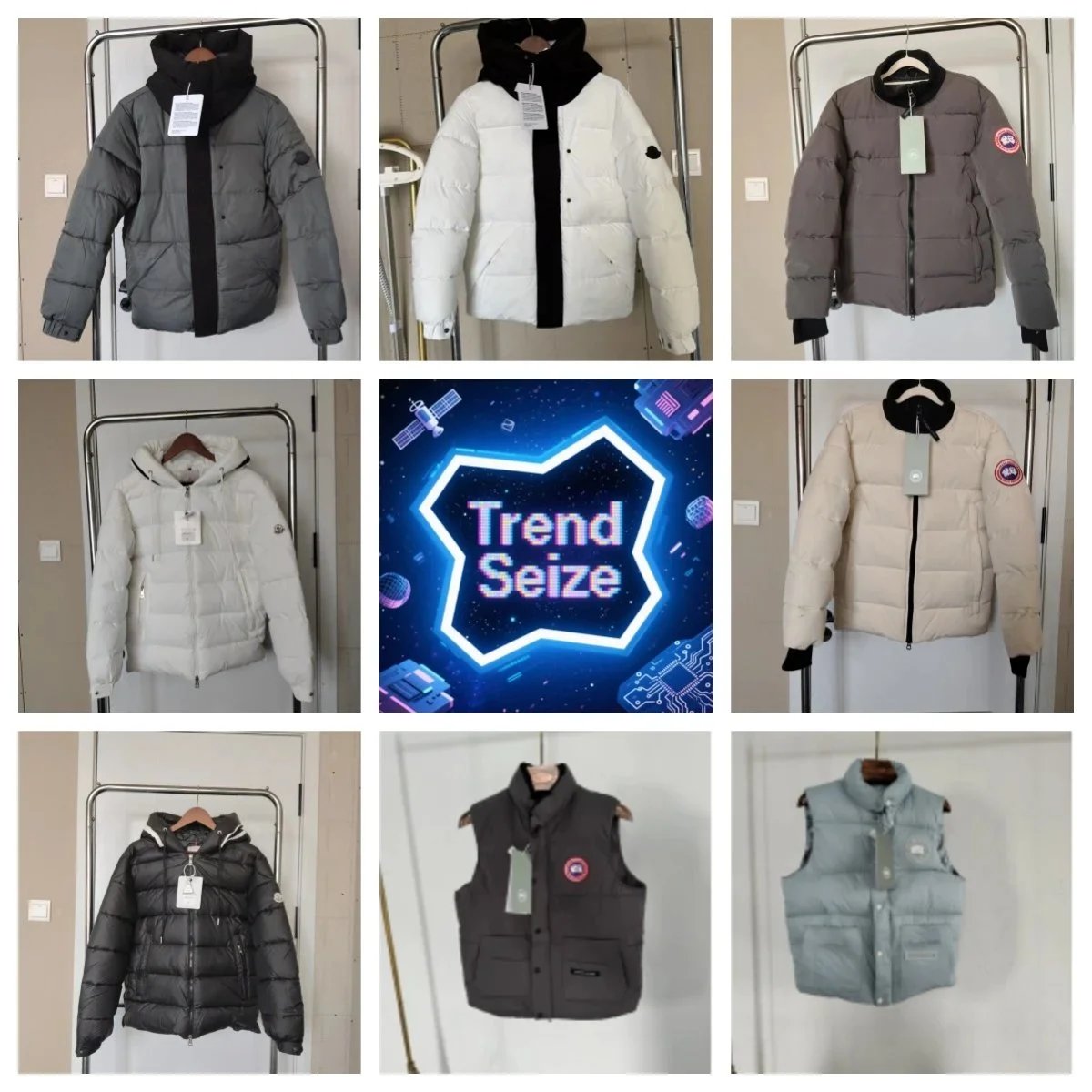 Moncler Puffer Jacket Winter Down Jacket Black White Gray
