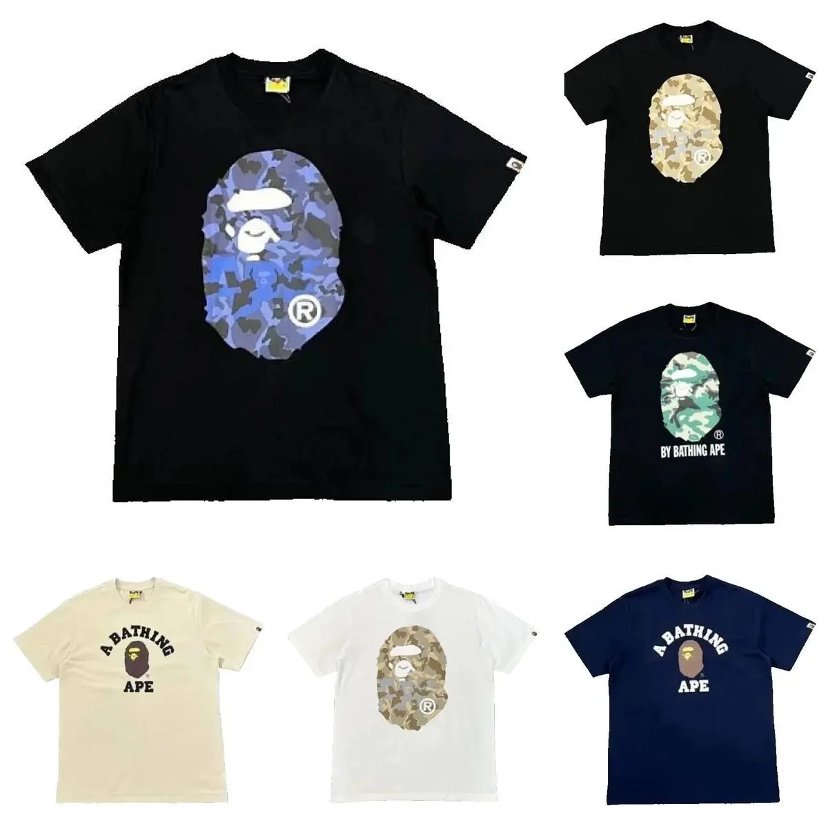 A Bathing Ape BAPE Camo Ape Head Graphic Tee Streetwear T-Shirt Multicolor