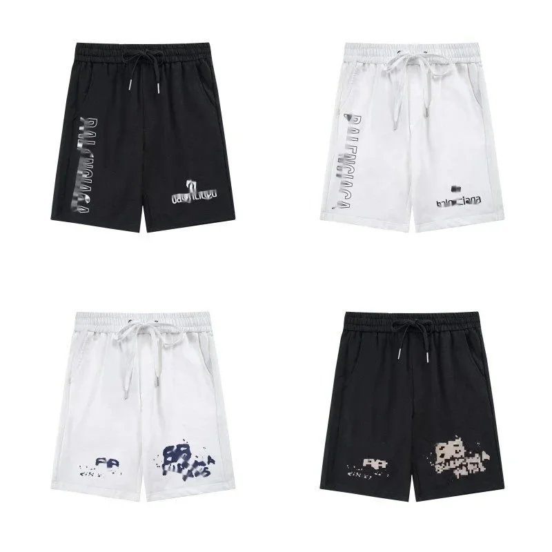 Balenciaga Graphic Print Casual Shorts Black and White