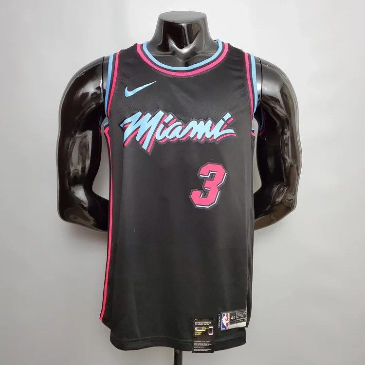 Nike Miami Heat City Edition Dwyane Wade 3 Basketball Jersey Black