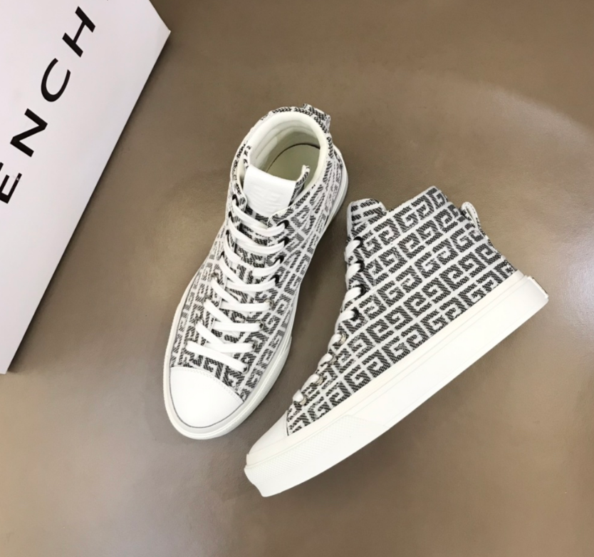 Givenchy City Sport High Top Canvas Sneakers White and Black