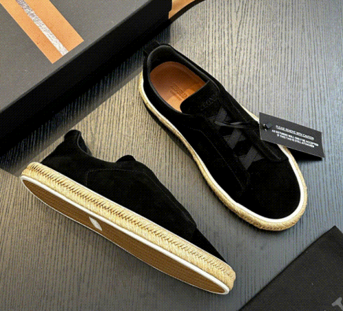 Zegna Triple Stitch Espadrille Casual Sneakers Black
