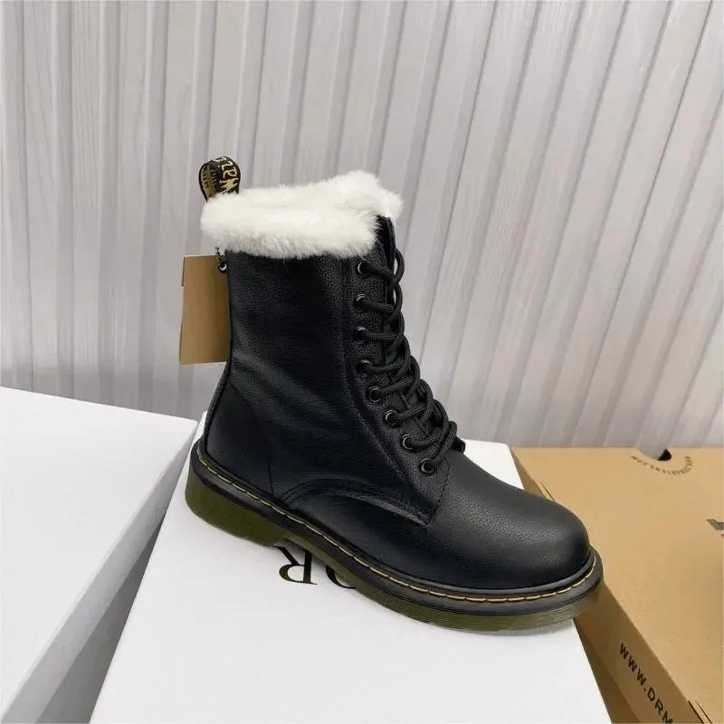Dr. Martens 1460 Serena Faux Fur Lined Boots Black
