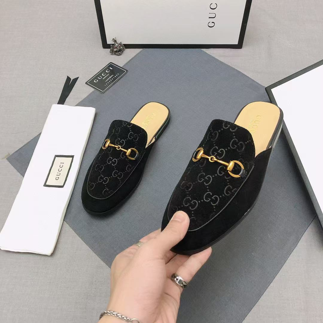 Gucci Princetown Suede Horsebit Mules Black
