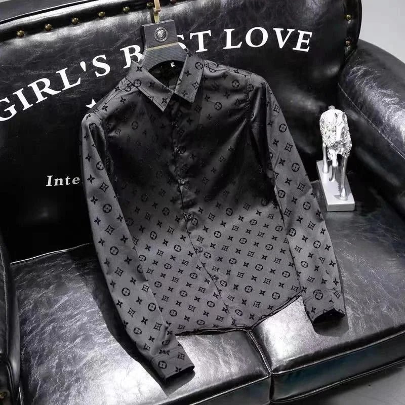 Louis Vuitton LV Monogram Pattern Classic Button-Down Shirt Black