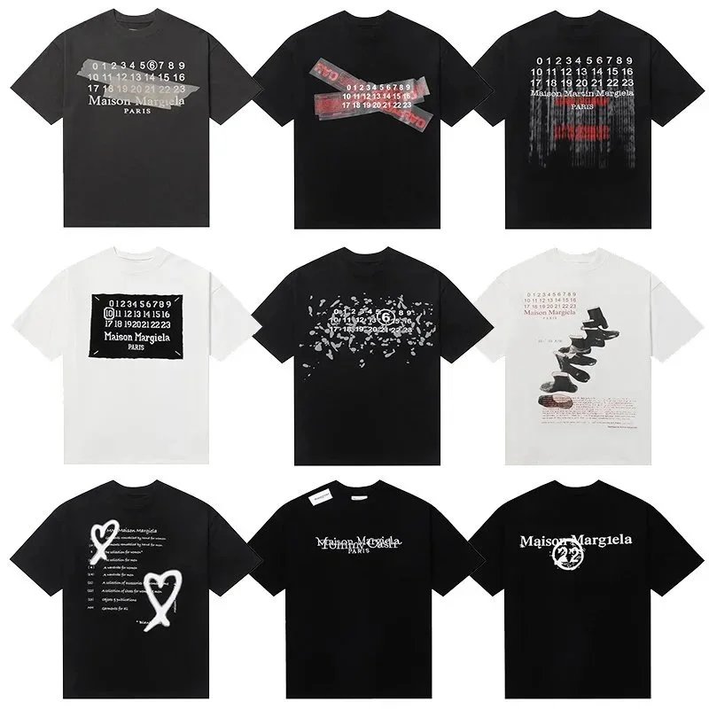 Maison Margiela Numeric Graphic Cotton T-Shirt Black and White
