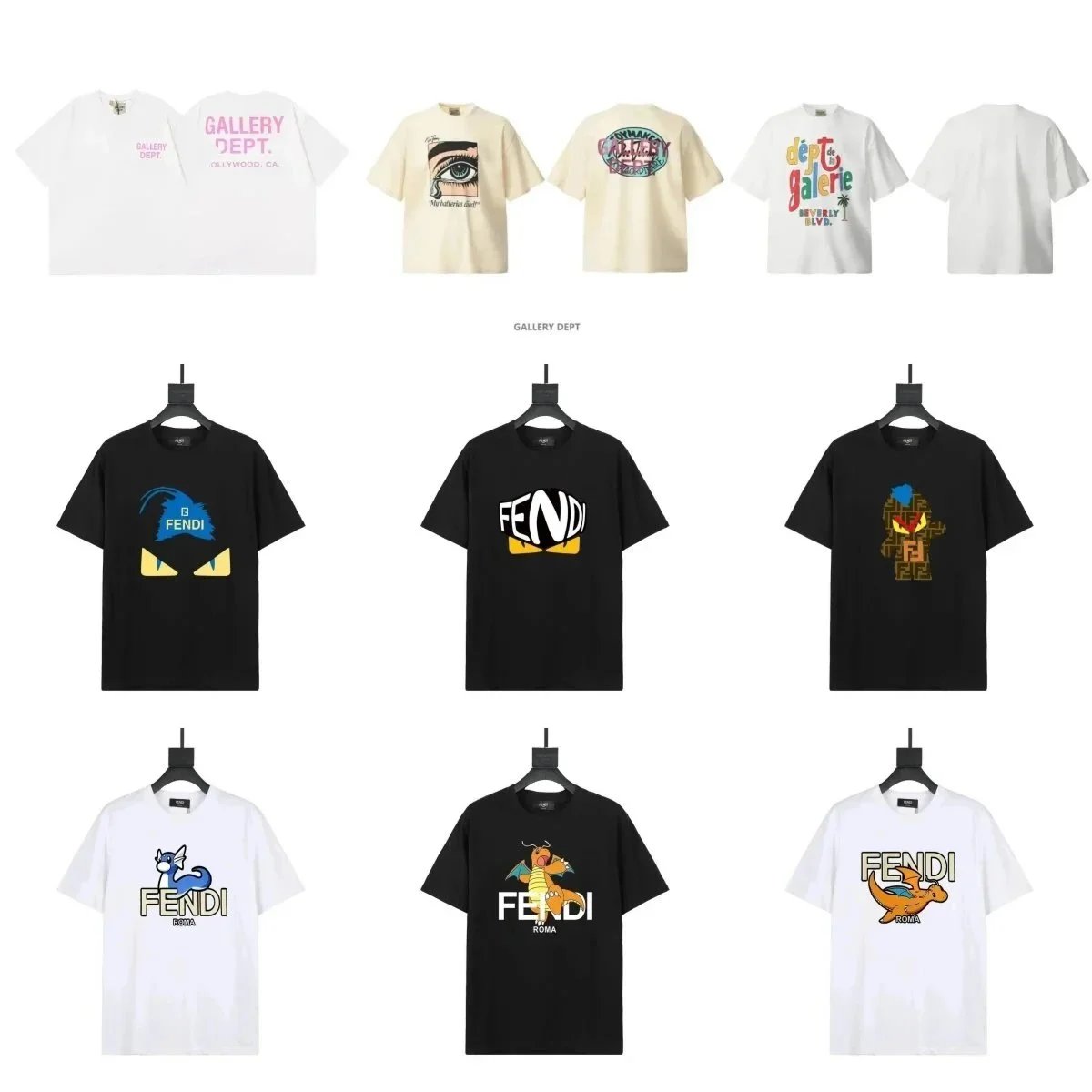 Fendi Monster Graphic Cotton T-Shirt Black