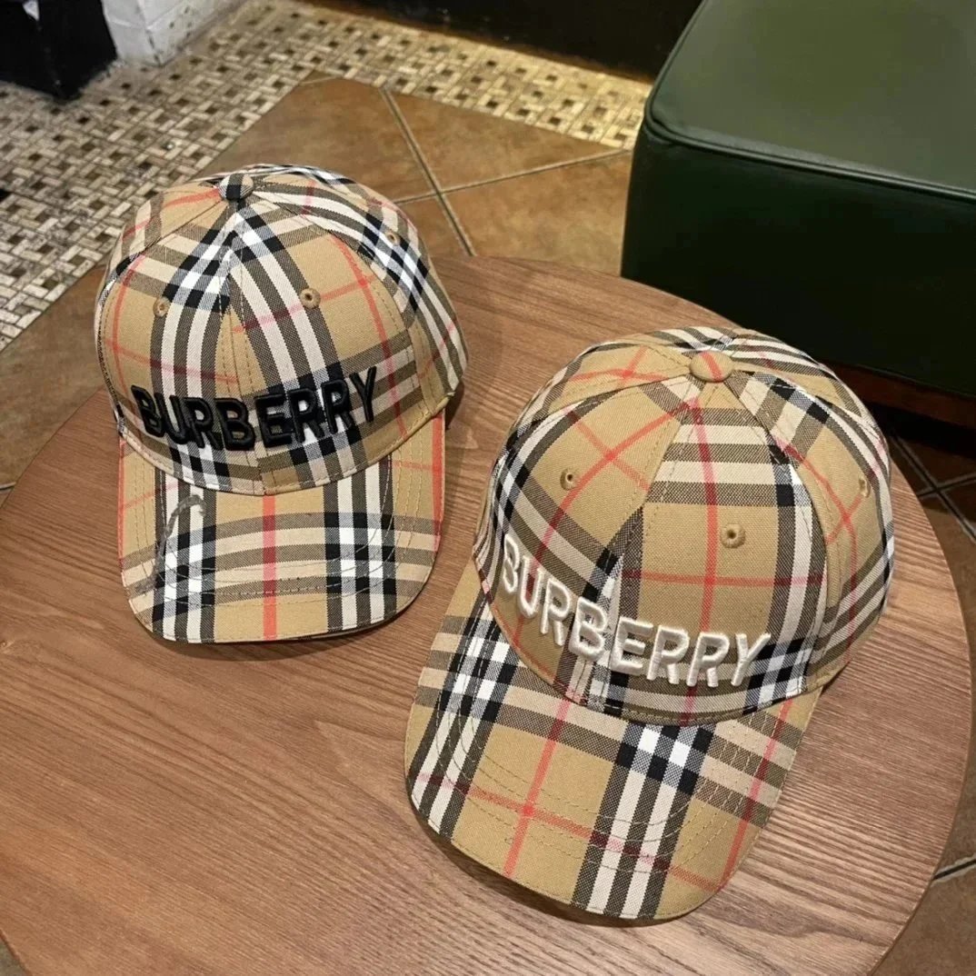 Burberry Check Print Classic Baseball Cap Beige