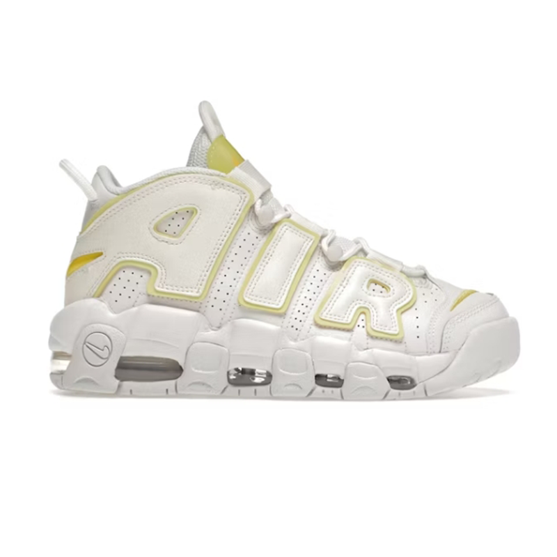 Nike Air More Uptempo Chunky Basketball Sneakers White and Yellow