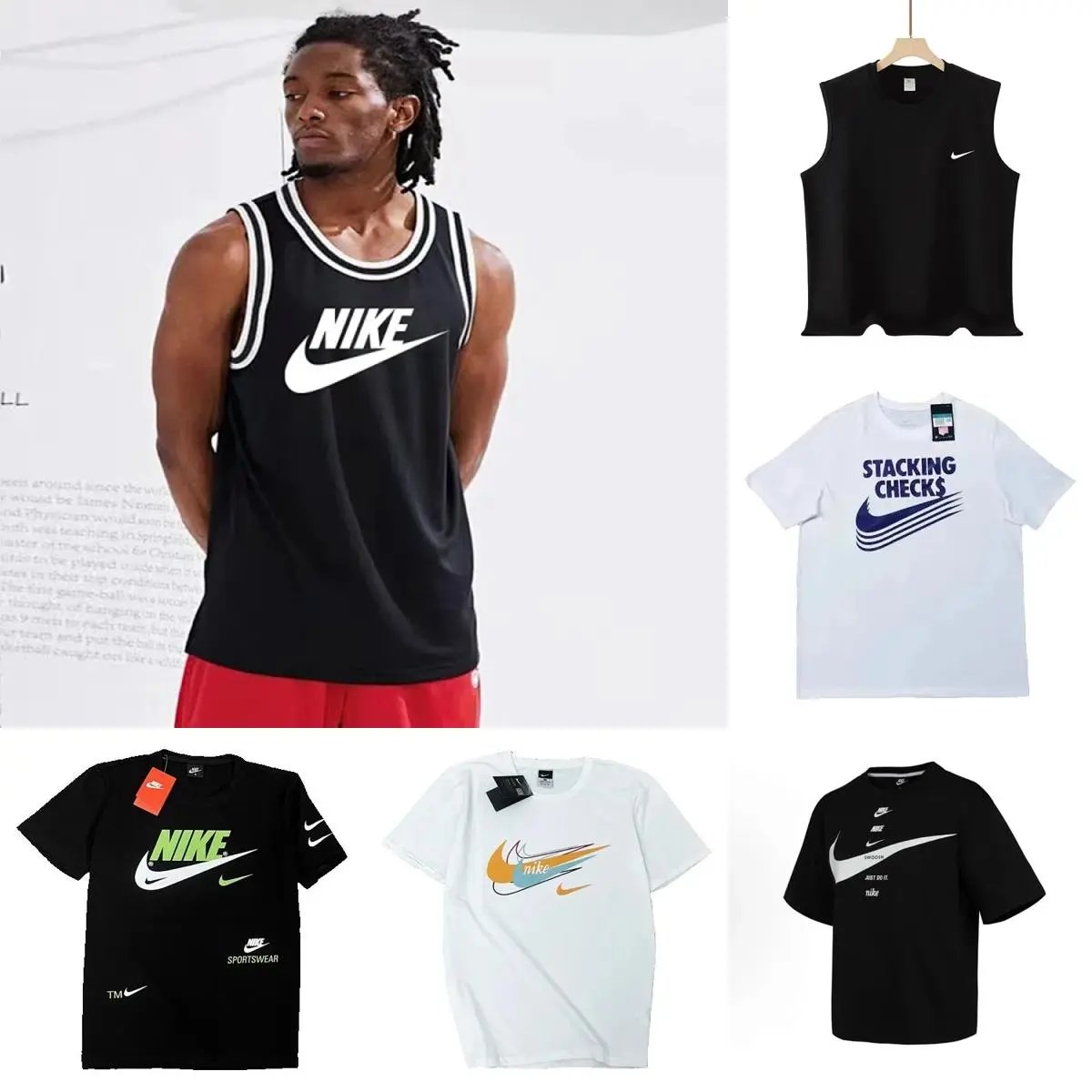 Nike Sportswear Graphic Casual T-Shirt and Jersey Set Black and White