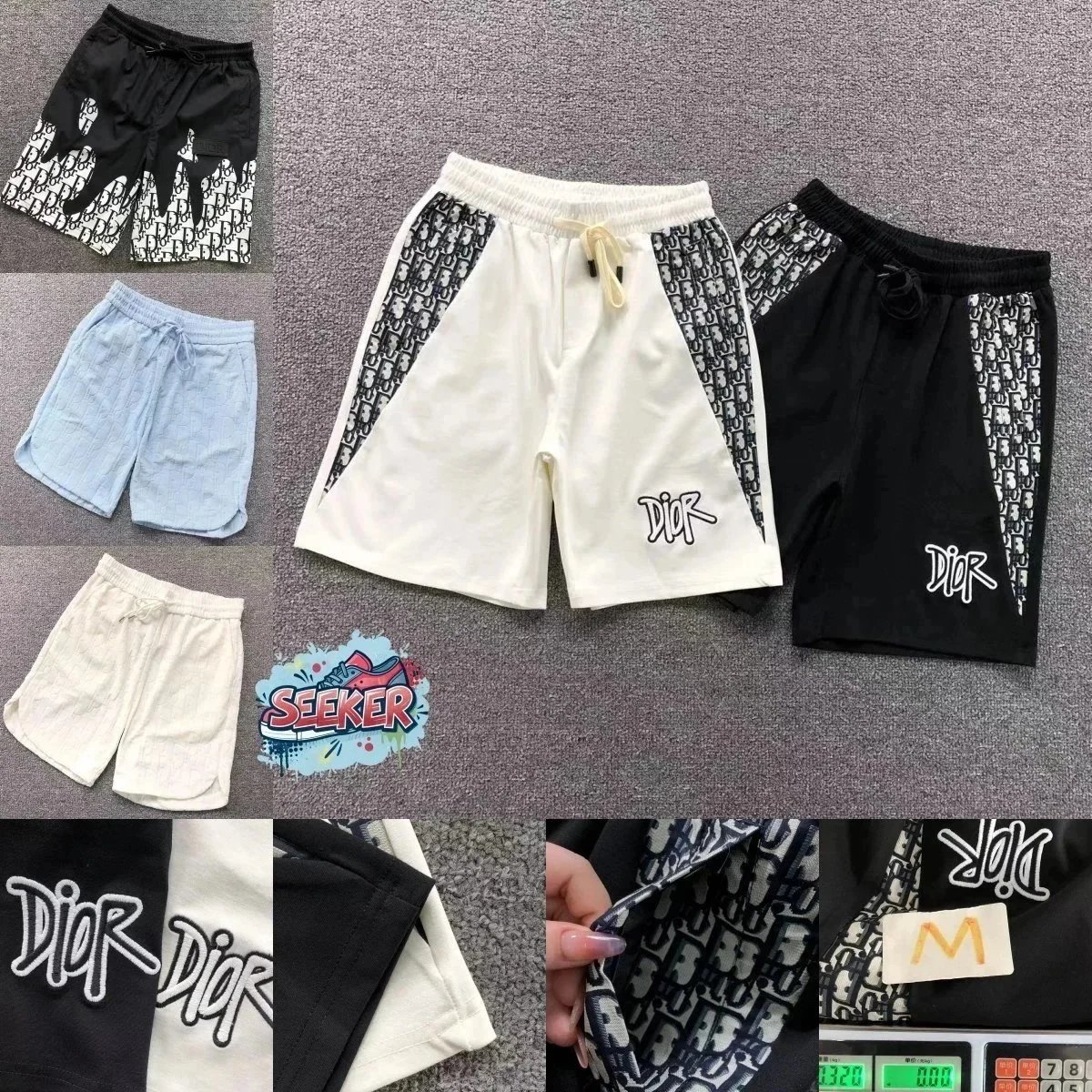 Dior Oblique Panel Casual Shorts White and Black