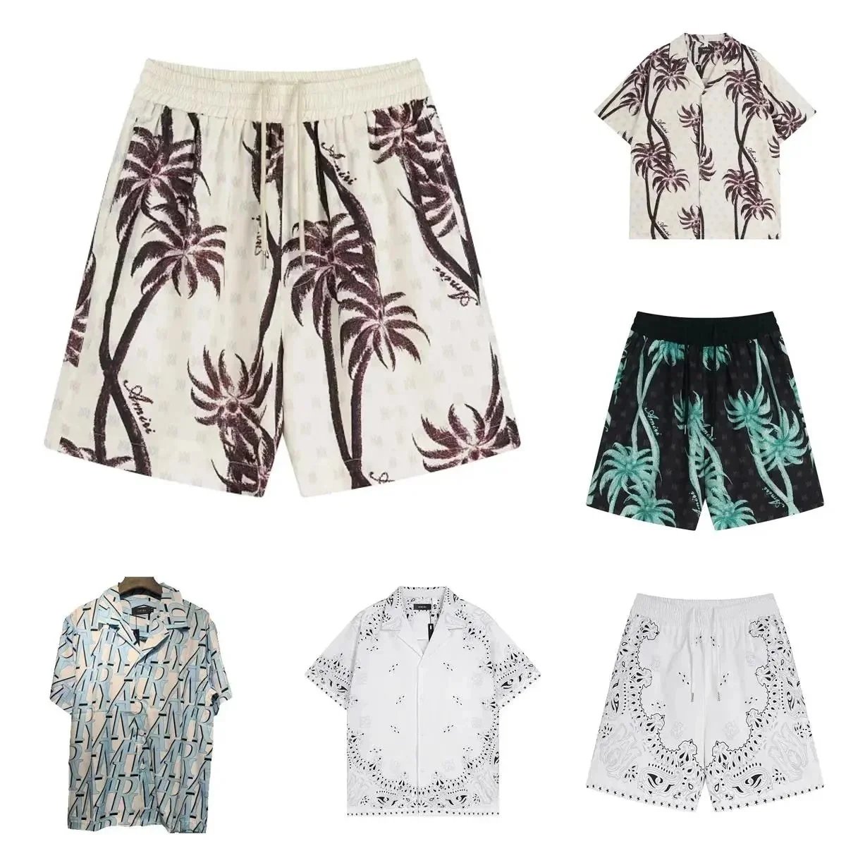 Amiri Palm Tree Print Summer Shorts Set White