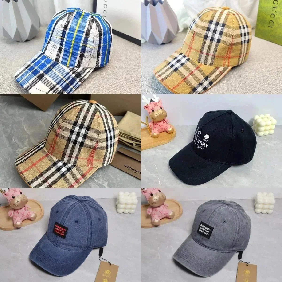 Burberry Check and Patch Baseball Cap Vintage Streetwear Headwear Multicolor