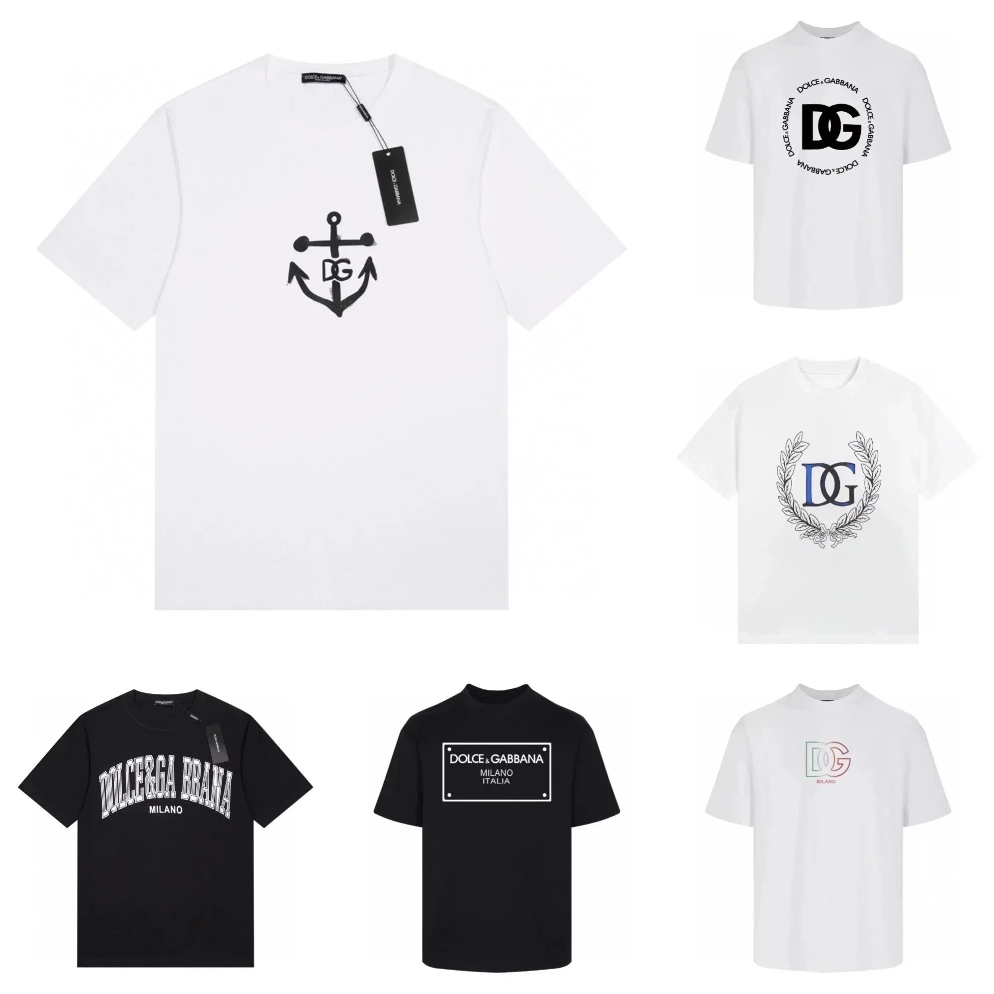 Dolce & Gabbana D&G Graphic Print Cotton T-Shirt White and Black