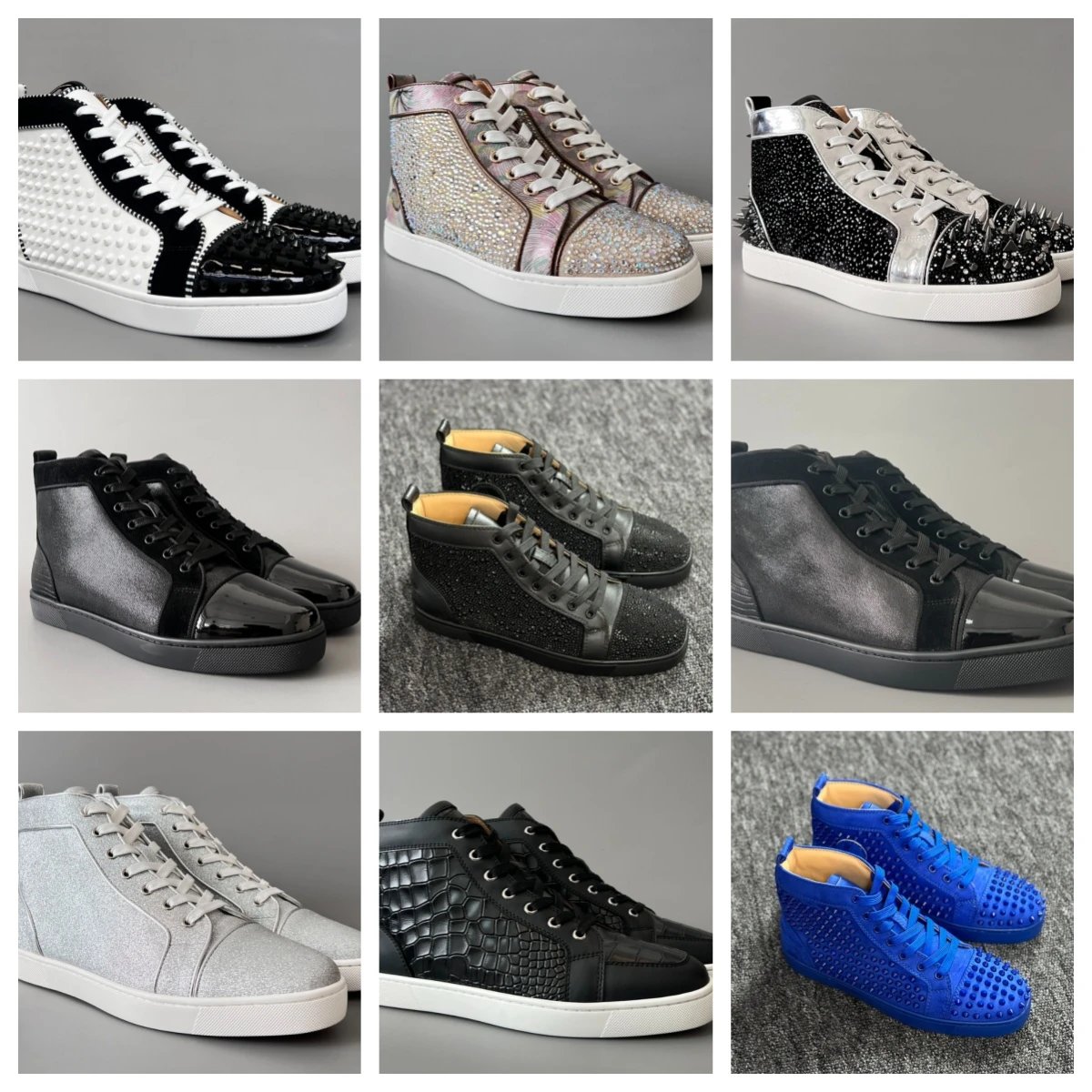Christian Louboutin Louis Junior Spikes High Top Sneakers Multicolor