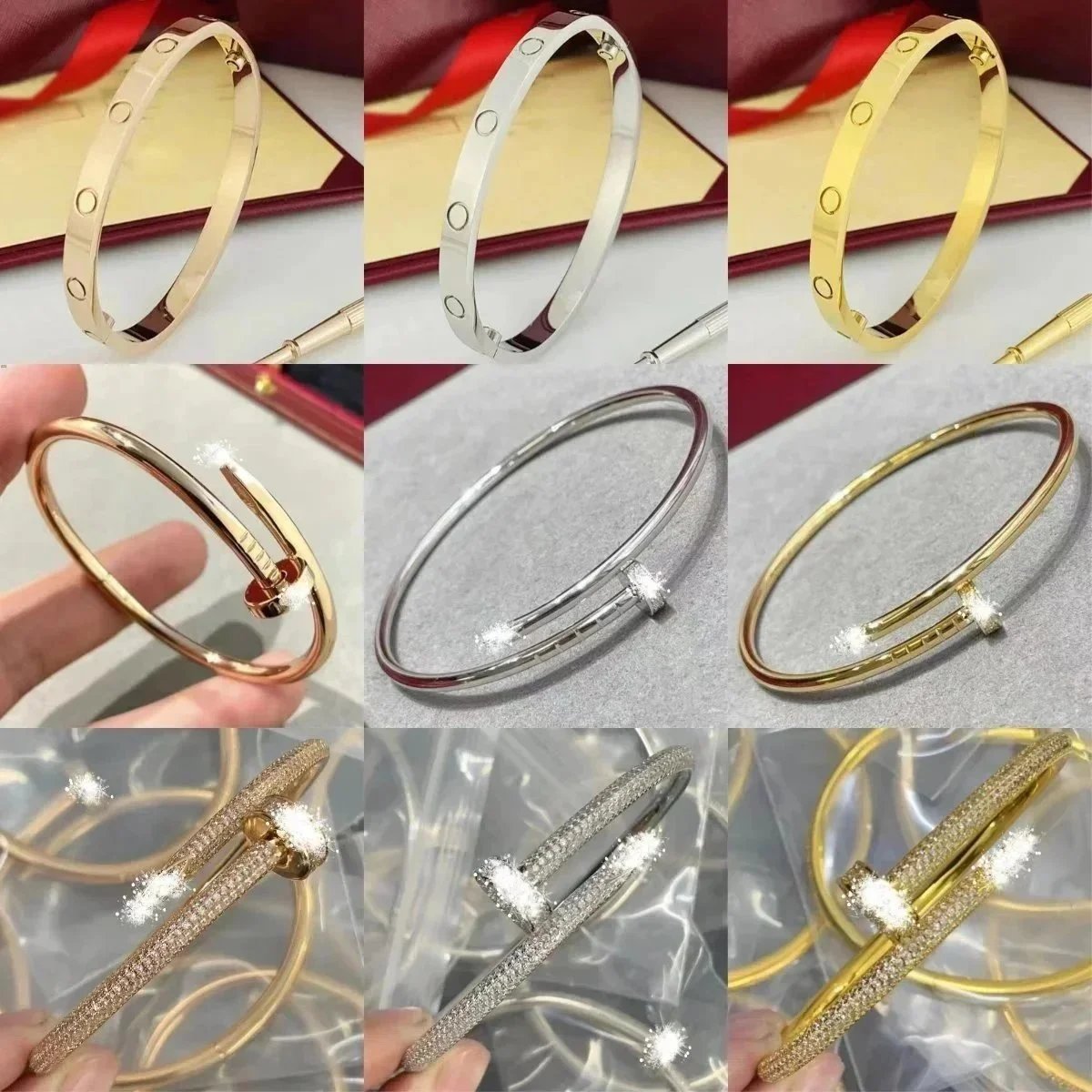 Cartier Love and Juste un Clou Luxury Bracelet Collection Gold and Silver