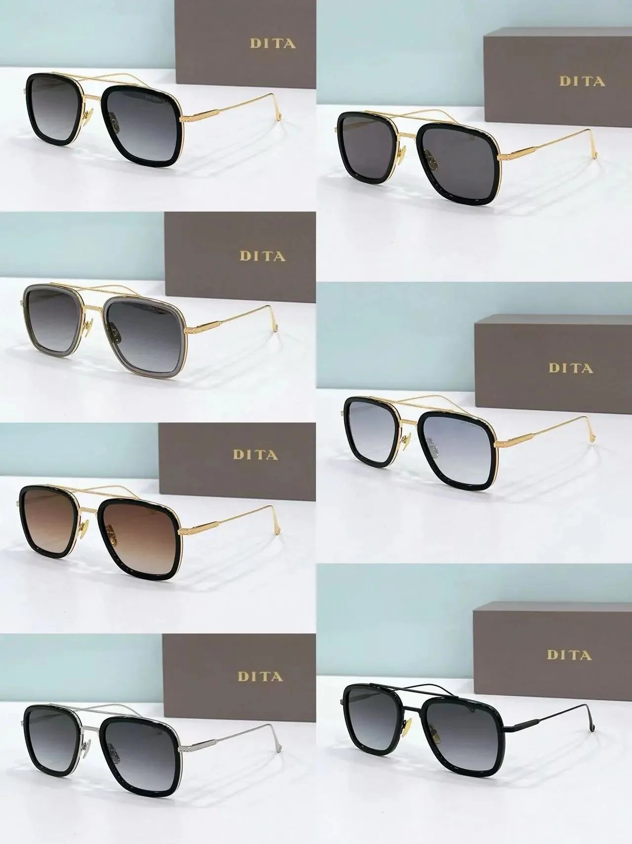 Dita Flight.006 Navigator Sunglasses Black and Gold