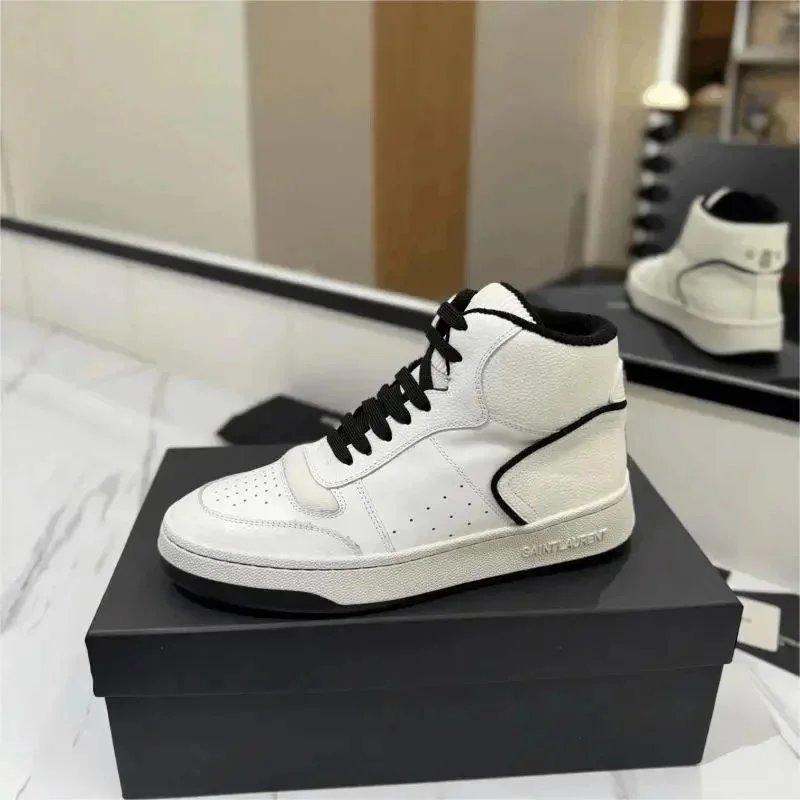 Saint Laurent YSL Court Classic SL/80 High Top Sneakers White and Black