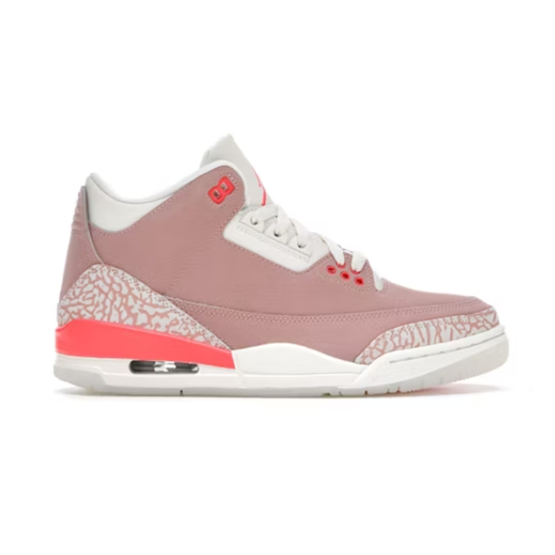 Jordan Air Jordan 3 Retro Rust Pink Basketball Sneakers Pink and White