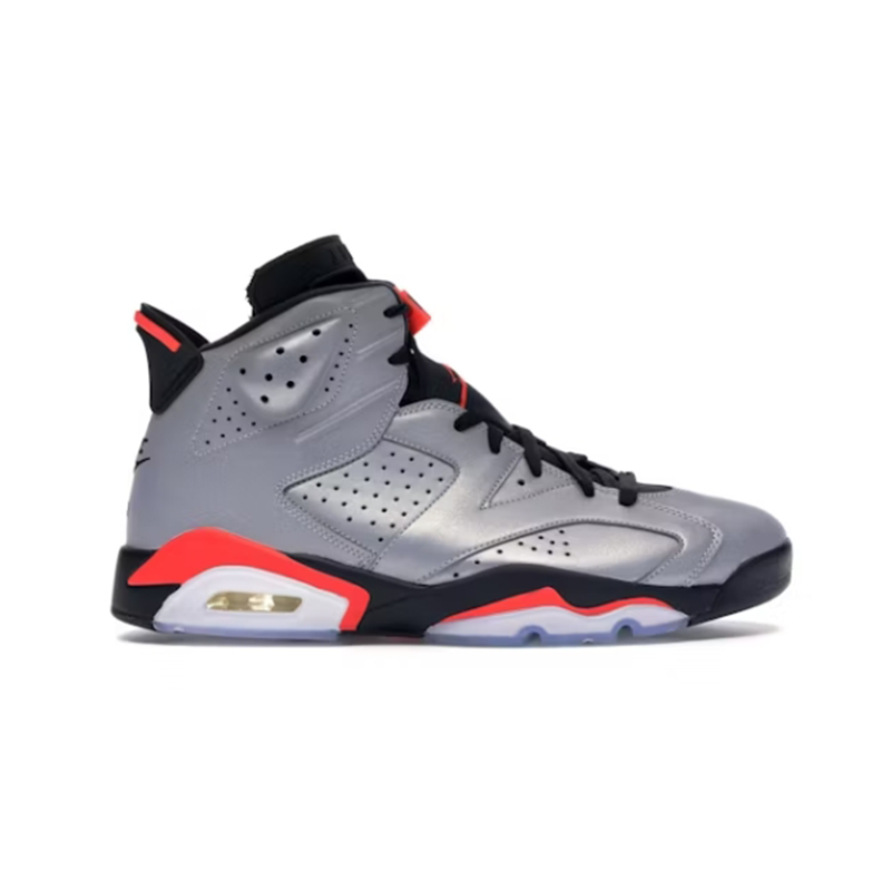 Jordan Air Jordan 6 Retro Reflective Infrared High Top Sneakers Gray and Red