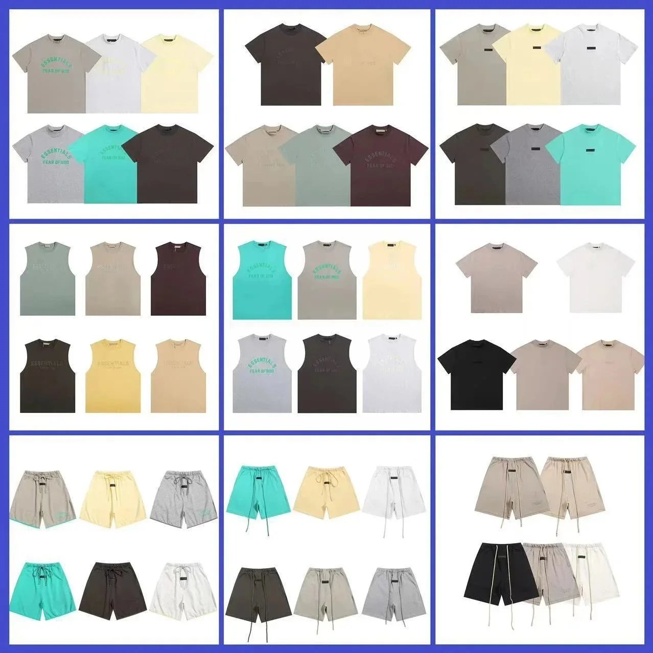 Fear of God FOG Essentials Oversized Streetwear T-Shirt and Shorts Set Multicolor
