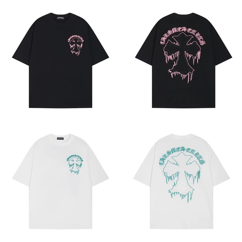 Chrome Hearts Dripping Cross Graphic Tee Cotton T-Shirt Multicolor