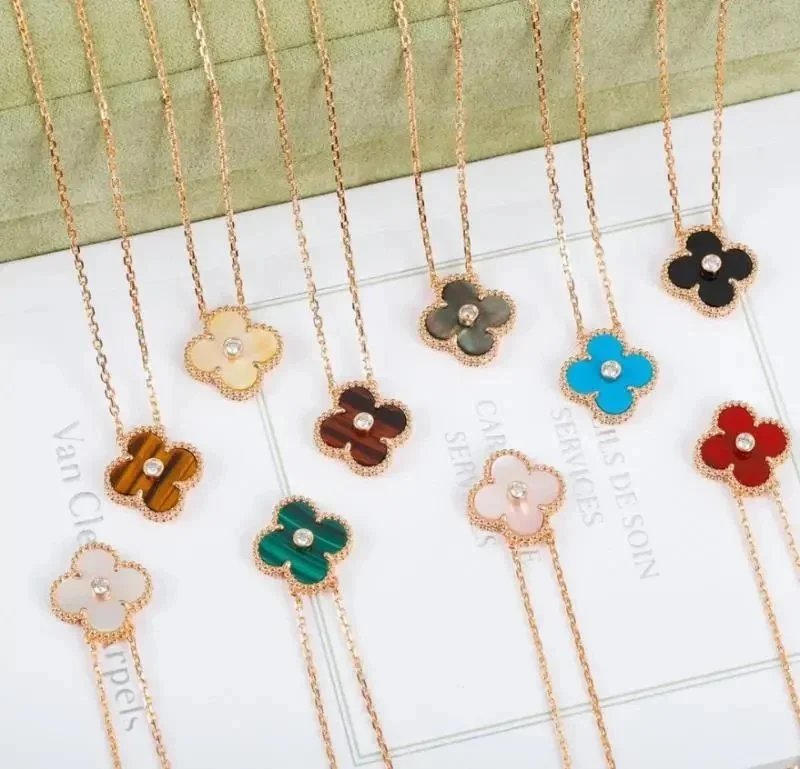 Van Cleef & Arpels VCA Vintage Alhambra Pendant Elegant Necklace Multicolor