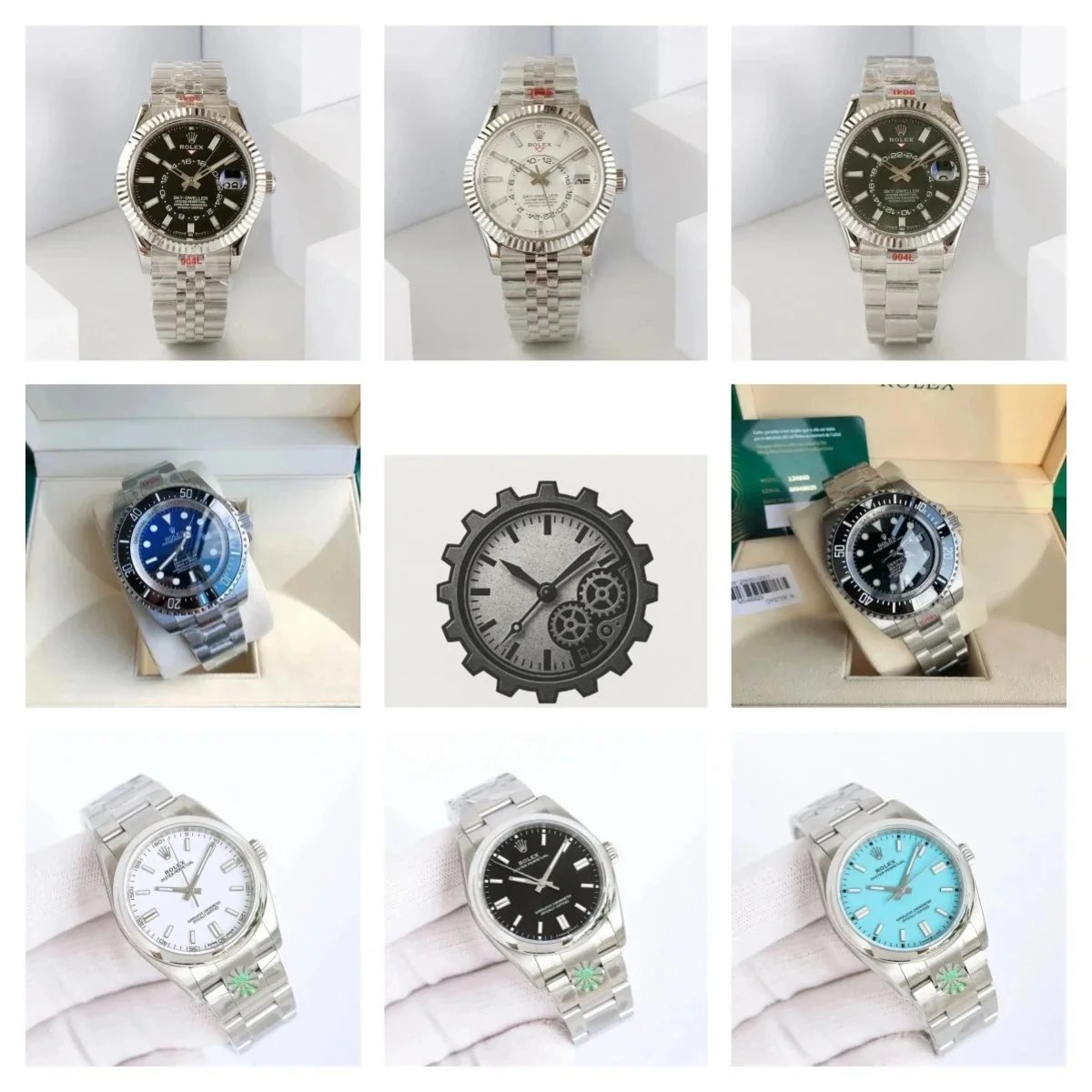 Rolex Luxury Sky-Dweller and Oyster Perpetual Wristwatch Silver