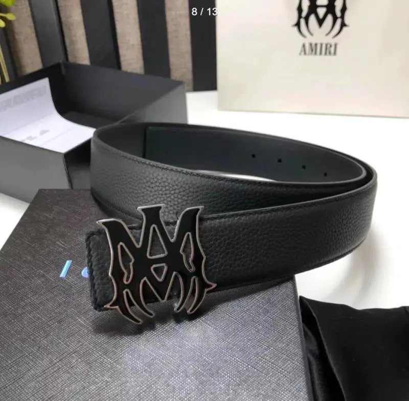 Amiri MA Plaque Leather Belt Black