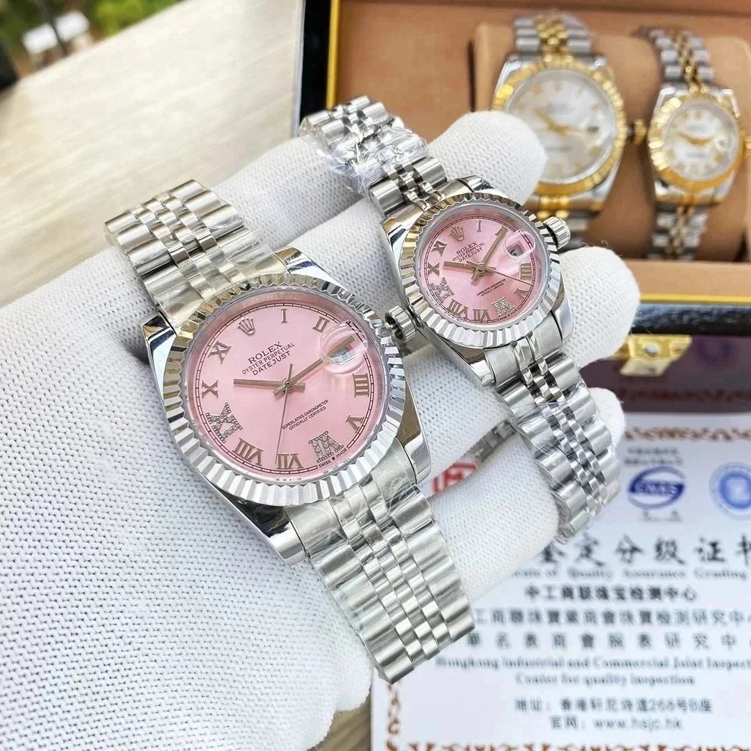 Rolex Datejust Luxury Watch Pink Dial Silver