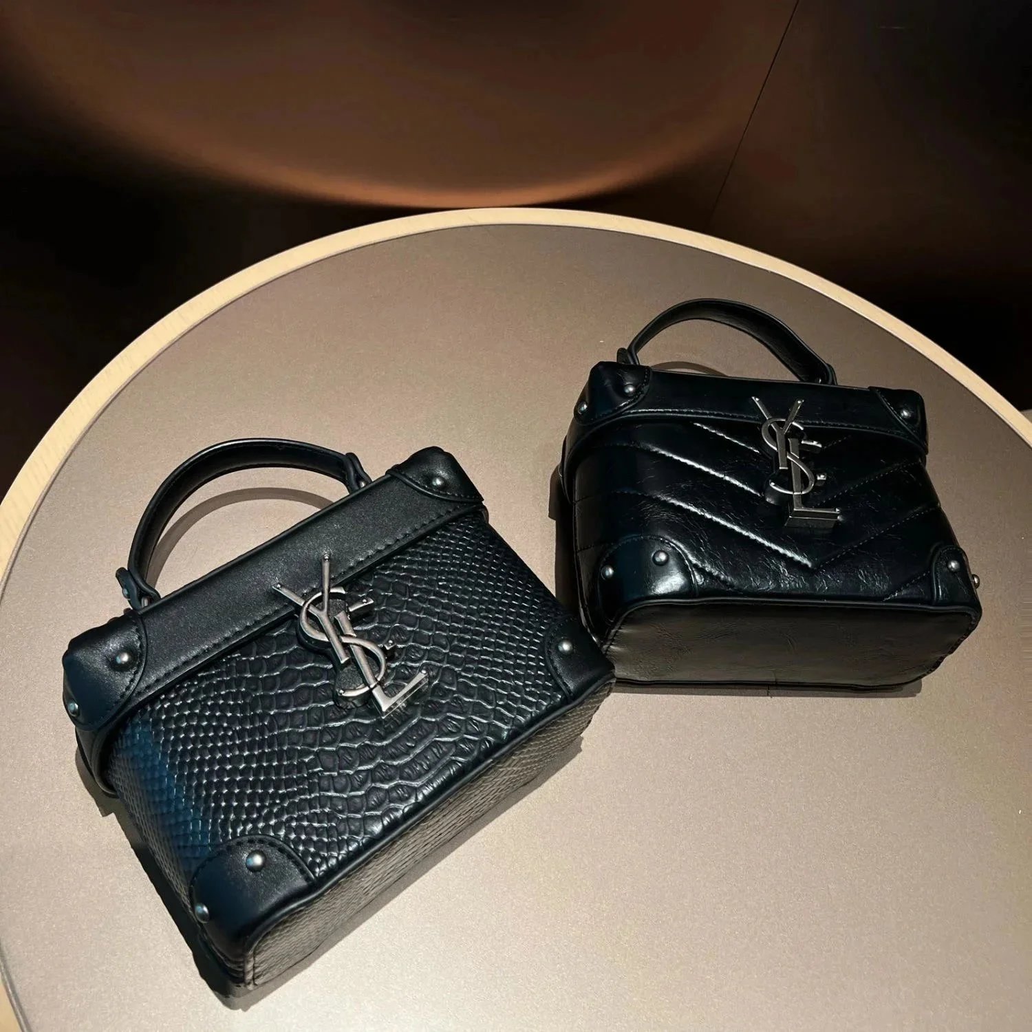 Yves Saint Laurent YSL Vanity Case Structured Handbag Black