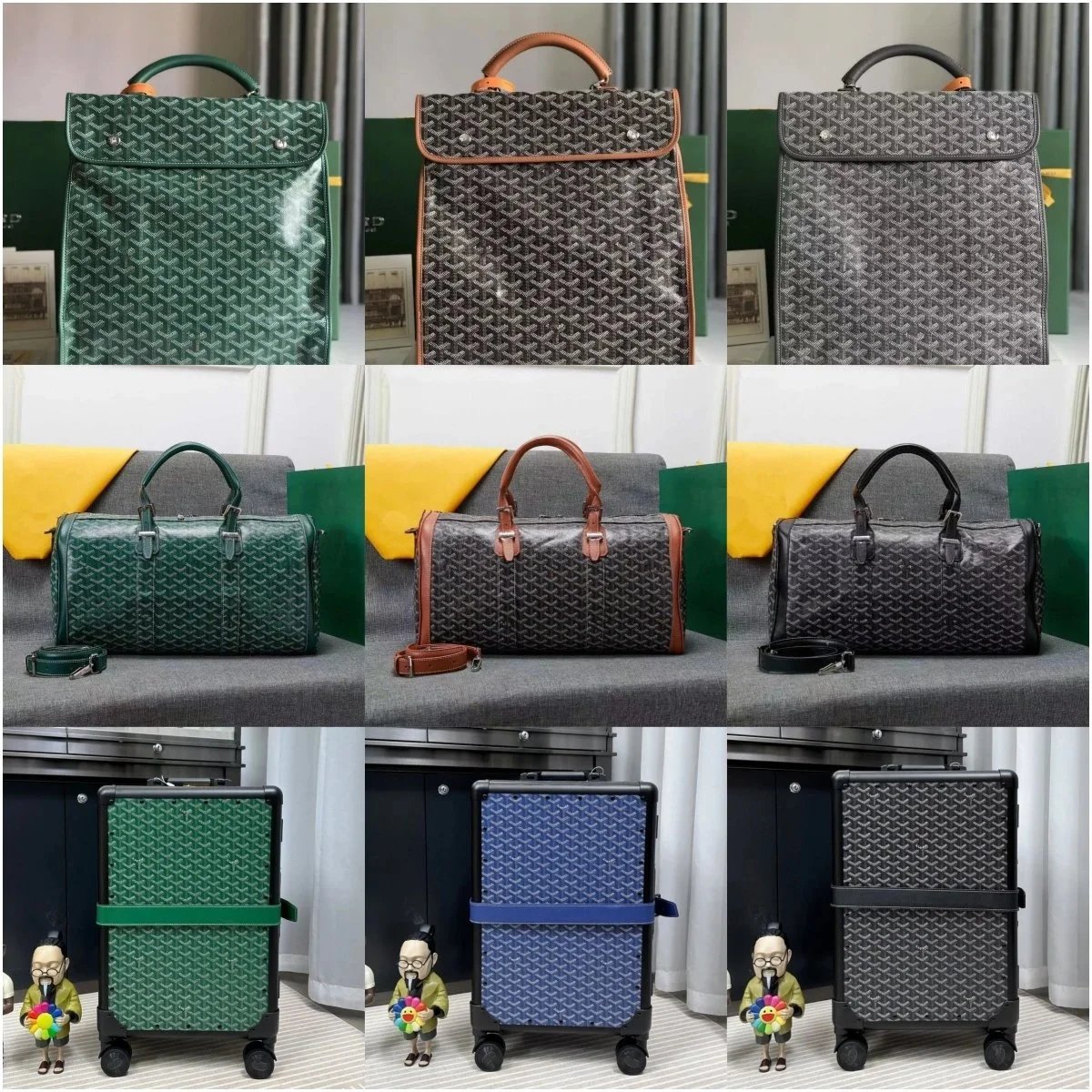 Goyard Goyardine Canvas Collection Iconic Travel Duffle and Luggage Multicolor