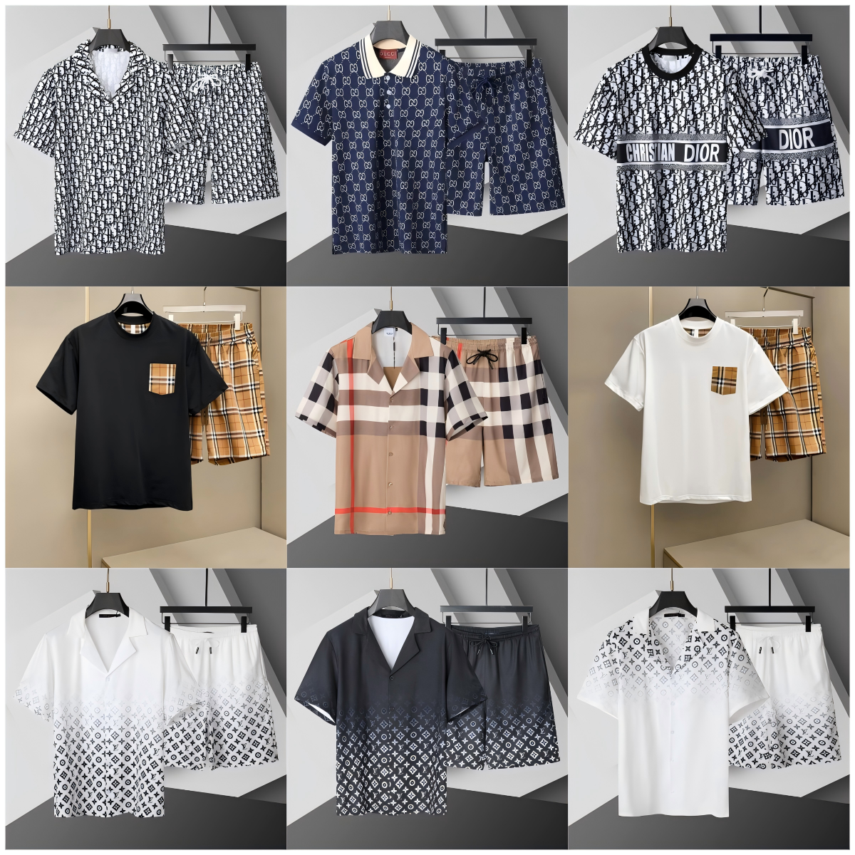 Design Monogram and Check Print Casual Matching Sets Multicolor