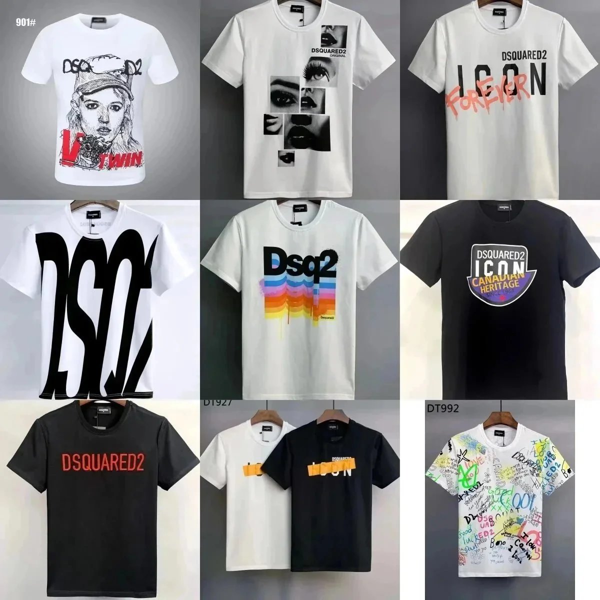 Dsquared2 D2 Graphic Print Cotton T-Shirt Multicolor