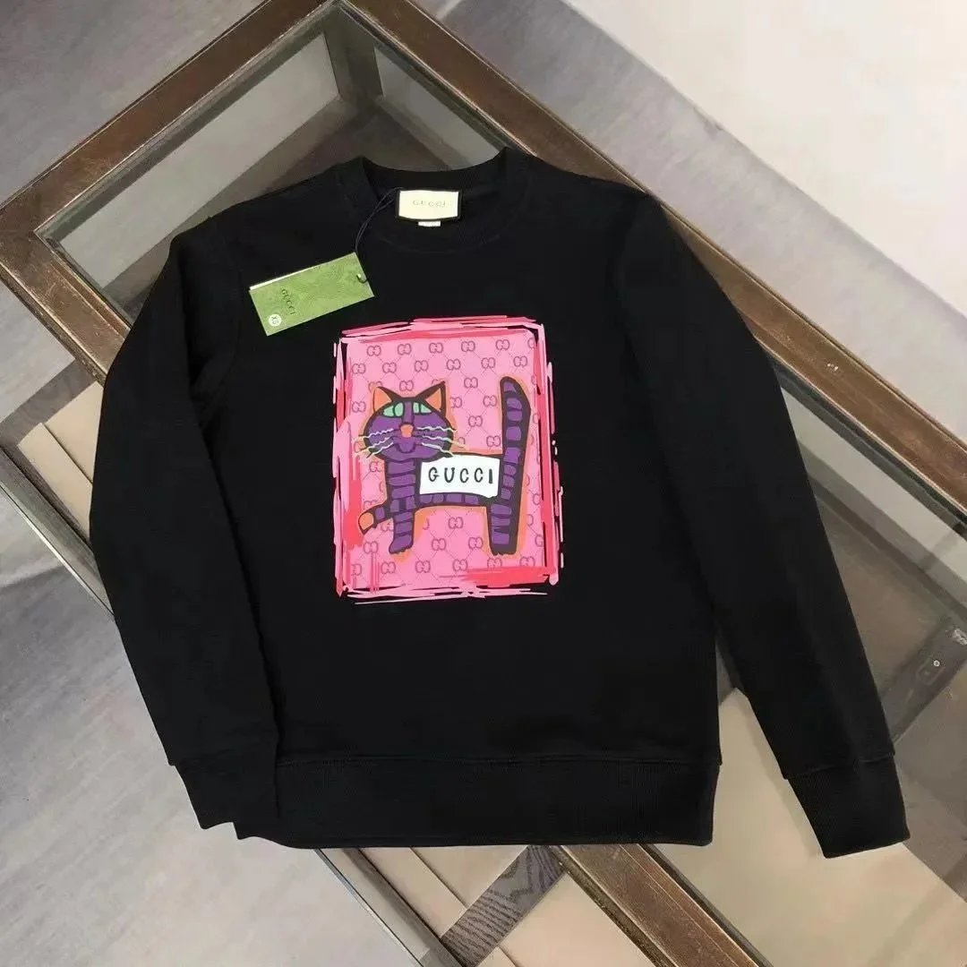 Gucci Cat Print Graphic Sweatshirt Black