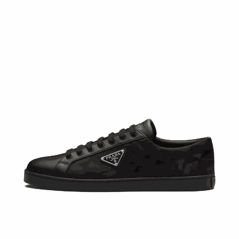 Prada Triangle Plaque Low Top Sneakers Black